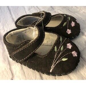 Pediped 0-6M 2.5-3.5 Brown Leather Floral  Mary Jane